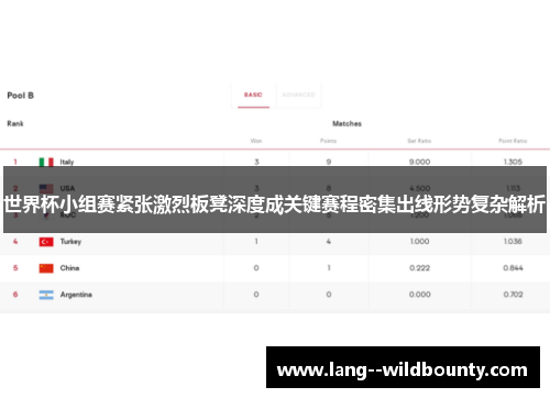 世界杯小组赛紧张激烈板凳深度成关键赛程密集出线形势复杂解析