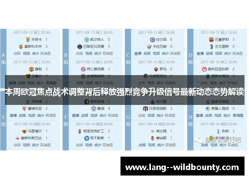 本周欧冠焦点战术调整背后释放强烈竞争升级信号最新动态态势解读